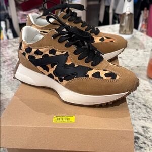 Steve Madden Tan and Black Leopard Sneakers